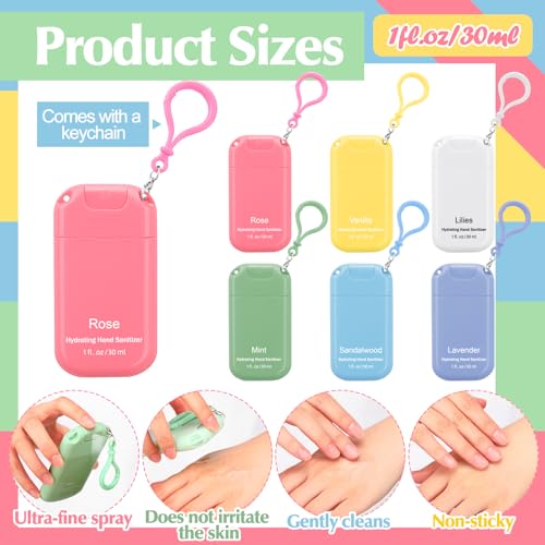 Image of 12 Pack Mist Hand Sanitizer Spray Keychain Cute Mini Hand Sanitizer Travel Size Bulk 1oz Scent Moisturizing Back to School Teacher Gift Classroom Variety Pack for Gym Purse Backpack(Colorful,Classic)