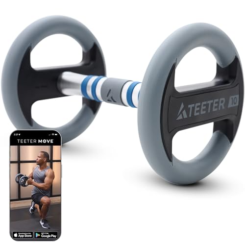 TeeterBell Multi-Grip Weight & Workout App - Dumbbell, Kettlebell & Medicine Ball All-in-one,...