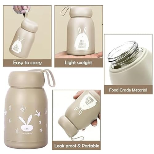 Image of Glassbunny Cute Rabbit Water Bottle for Kids,School & Travel | Leak-Proof, Screw Top Lid | 380ml | Glass Material (Multi Color)