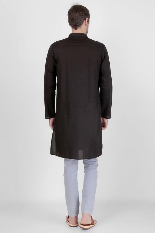 Mens Cotton Casual Long Sleev Kurta - Band Collar2