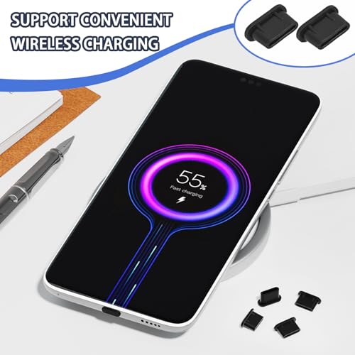 12 Stück Schwarz USB C Schutzkappe Set,Silikon Abdeckung Staubschutz,Mit Pinsel Und Box,Handy Stöpsel Ladebuchse Schutz Abdeckung Staubstecker,für iPhone Kompatibel Samsung,Xiaomi Smartphone Zubehör