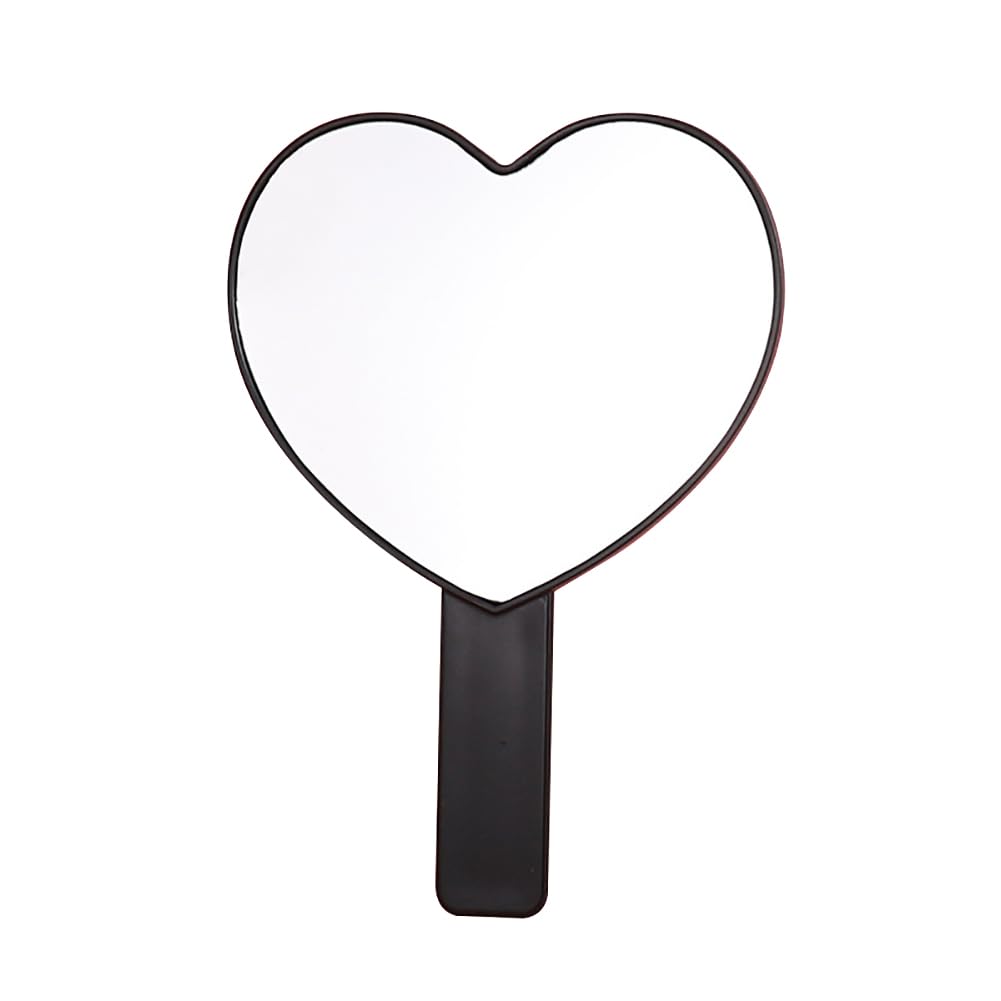 Hugede Girls Black Heart Shaped Mirrors Hand Cosmetic Mirrors Handheld Makeup Mirrors Cute Travel Mirrors Lightweight Portable Mirrors With Handle