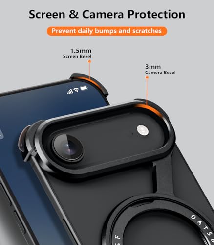 Coque iPhone Air minimaliste noire : le support rotatif idéal pour vos vidéos de bureau