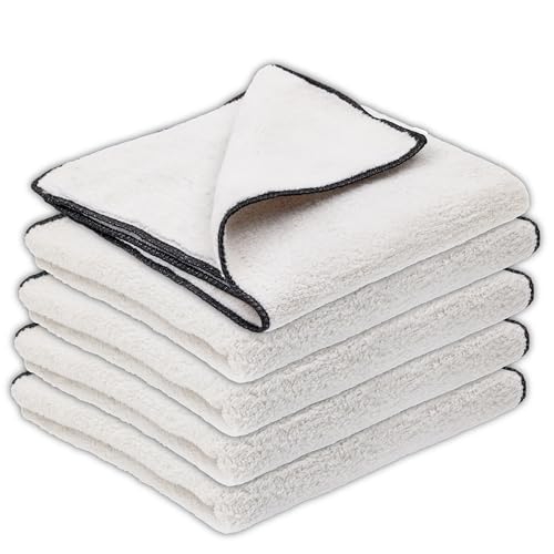 FACTORY HARMONY Set 5 Panni in Vera Microfibra 50x40 cm – Multiuso per Pulizia Casa, Cucina, Vetri, Pavimenti – Alta Assorbenza, Anti-Alone, Salvaspazio