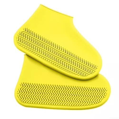 Cubiertas de Zapatos de Silicona, Reutilizables Impermeables, Protectores de Botas Antideslizantes con Ajuste Elástico para Ciclismo, Camping y Caminata, Unisex Amarillo Negro Gris (L Amarillo) miniatura 1