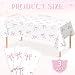 KEASKELL 3Pcs Coquette Party Tablecloths Decorations,Pink Bow Plastic Table Cover Disposable Rectangle Table Cloth for Girls Birthday Bridal Wedding Party Supplies,54x108 Inch