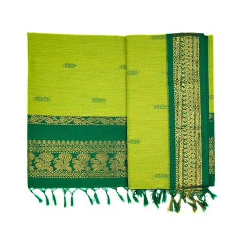 Image of Pure Kalyani Cotton Saree | Zari Border & Blouse Piece - Lata Gadwal Design | Traditional Saree