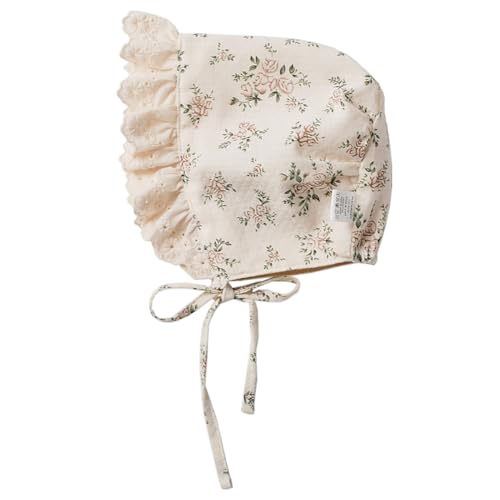 HOOLCHEAN Baby Girls Printed Cotton Bonnet Infant Vintage Flower Lace