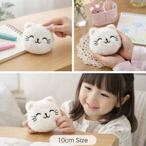 Image of Cute Cat Curtain Tieback Soft Plush | Decorative Cartoon Curtain Holder 10 cm | Elastic Tie Back for Kids Bedroom, Nursery & Living Room | Set of 6