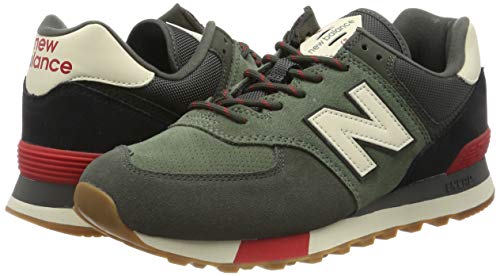 Image of New Balance Men's 574 V2 Sneaker, Camo Green /Team Red, 12.5 M