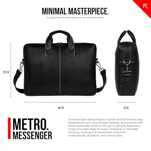 Image of FATMUG 15.6 Inch Messanger Bag, Work Office Business Travel, Multi Compartments - Vegan Leather