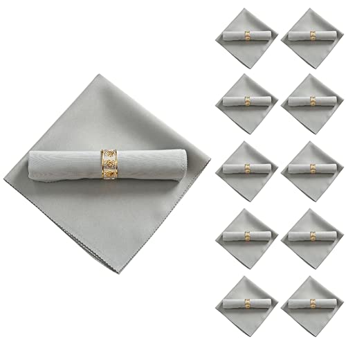 jiyaohui - Servilletas de tela de poliéster (10 unidades, 48 x 48 cm), color gris plateado