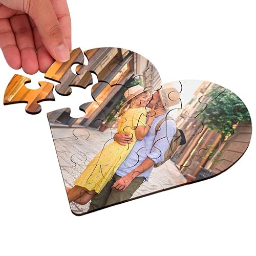 Puzzle personalizado de madera con foto en forma de corazón de 23 piezas para regalar