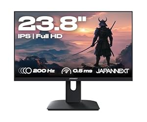 JAPANNEXT Ecran PC Gamer 23.8" IPS Full HD (1920x1080) 200Hz 0.5ms | Hauteur & Inclinaison réglable Haut-parleurs intégrés | G-Sync/FreeSync | Garantie 2 Ans | JN-I238FHD200F