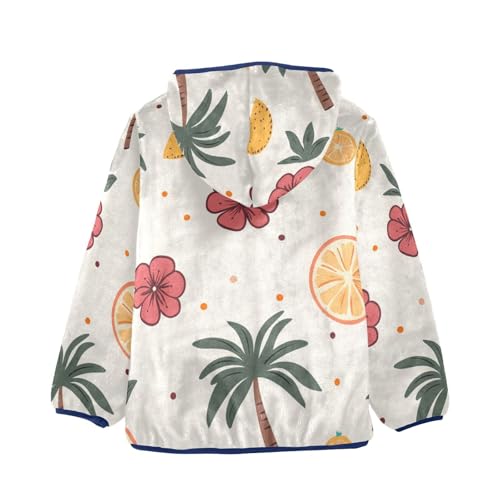 Tropical Fruit Girls Fleece Jacket Girls Fall Jacket Girls Zip Up Hoodie Girls Sherpa Jacket 2-10T2