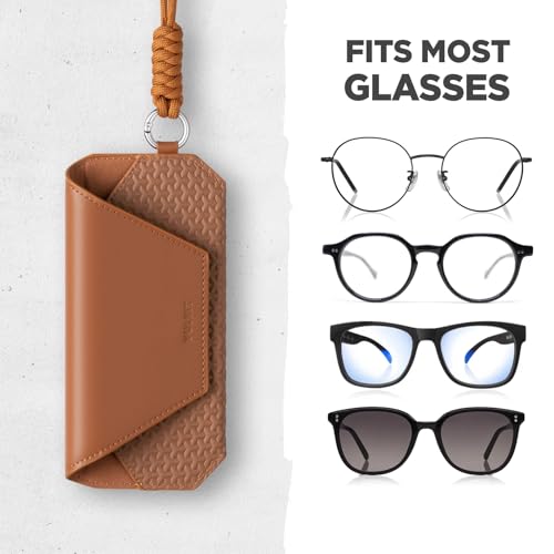 Image of VULKIT Portable Eye Glasses Case for Women & Men, Slim Sunglass Case, Unisex Eyeglass Case, with Adjustable Neck Lanyard
