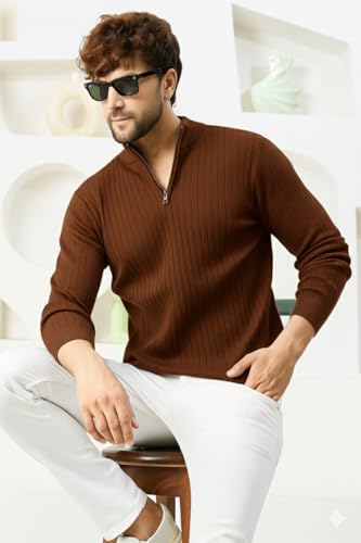 Image of Pivl Men's Winter Half Zip Solid Warm Sweater
