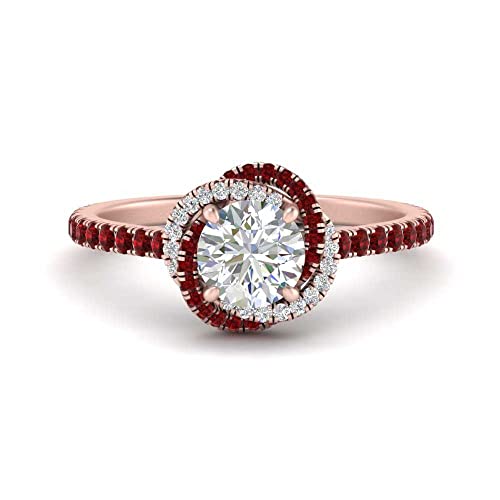 Image of 55Carat Choose Your Gemstone Flower Diamond CZ Ring rose gold plated Round Shape Halo Engagement Rings Ornaments Surprise for Wife Symbol of Love Clarity Comfortable US Size 4 to 12