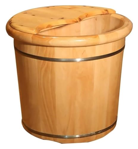 Bañera de pies de madera maciza 40 cm con tapa y masaje
