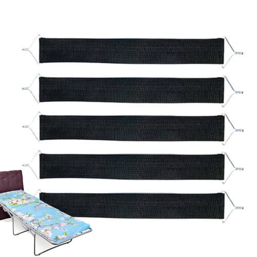 Bandas de tela – 43 × 5 cm banda elástica | Parte de reparación antidesgarros para tumbonas, correas de asiento resistentes al desgarro, paquete de 5 unidades de nailon de metal verde negro para