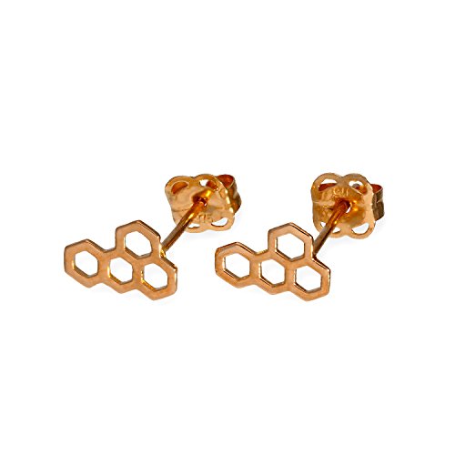 Preisvergleich Produktbild 9K Rotgold Honigwabe Ohrstecker