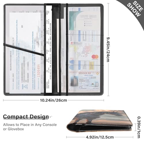 Horse Wings Print Leather Car Registration and Insurance Holder Purse for License Documents Cards3