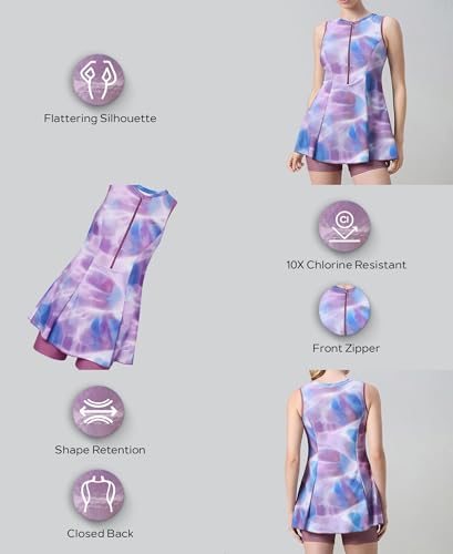 Image of Speedo Women's Endurabrite Closedback Swimdress with Boyleg | Swimming Costume | Swimming Suit for Women | Chlorine Resistance | UPF 40+ Sun Protection | Removable Bra Pads