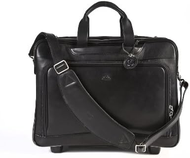 Tony Perotti Cow Torino Italian Leather Carry-on Rolling Wheeled Laptop Briefcase