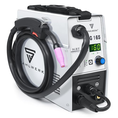 Mig Welder 165A 110V/220V Flux Core Welder Flux MIG/Lift TIG/Stick 3-in-1 Large LED Digital Display Welding Machine IGBT Inverter Welder