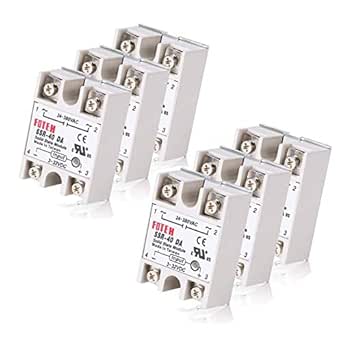 6PCS SSR-40DA Solid State Relay Single Phase Semi-Conductor Relay Input ...