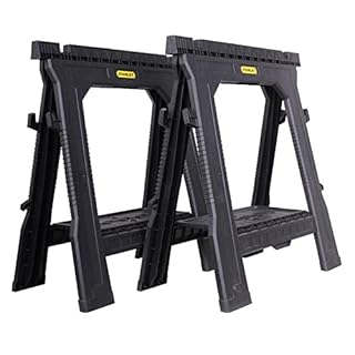 STANLEY Folding Workbench Sawhorse, Twin Pack, Ultra Cvompact, Folds Flat, Up to 450kg Max Load Capacity, STST1-70713
