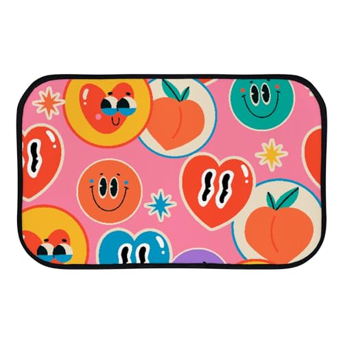Nuansexi Bathroom Rugs Funny Cute Hearts Cartoon Style Floor Mats Non Slip Bathmat Doormat Tub Mat Coral Velvet Absorbent Entrance Carpet Mats Machine Washable Bedroom Decor