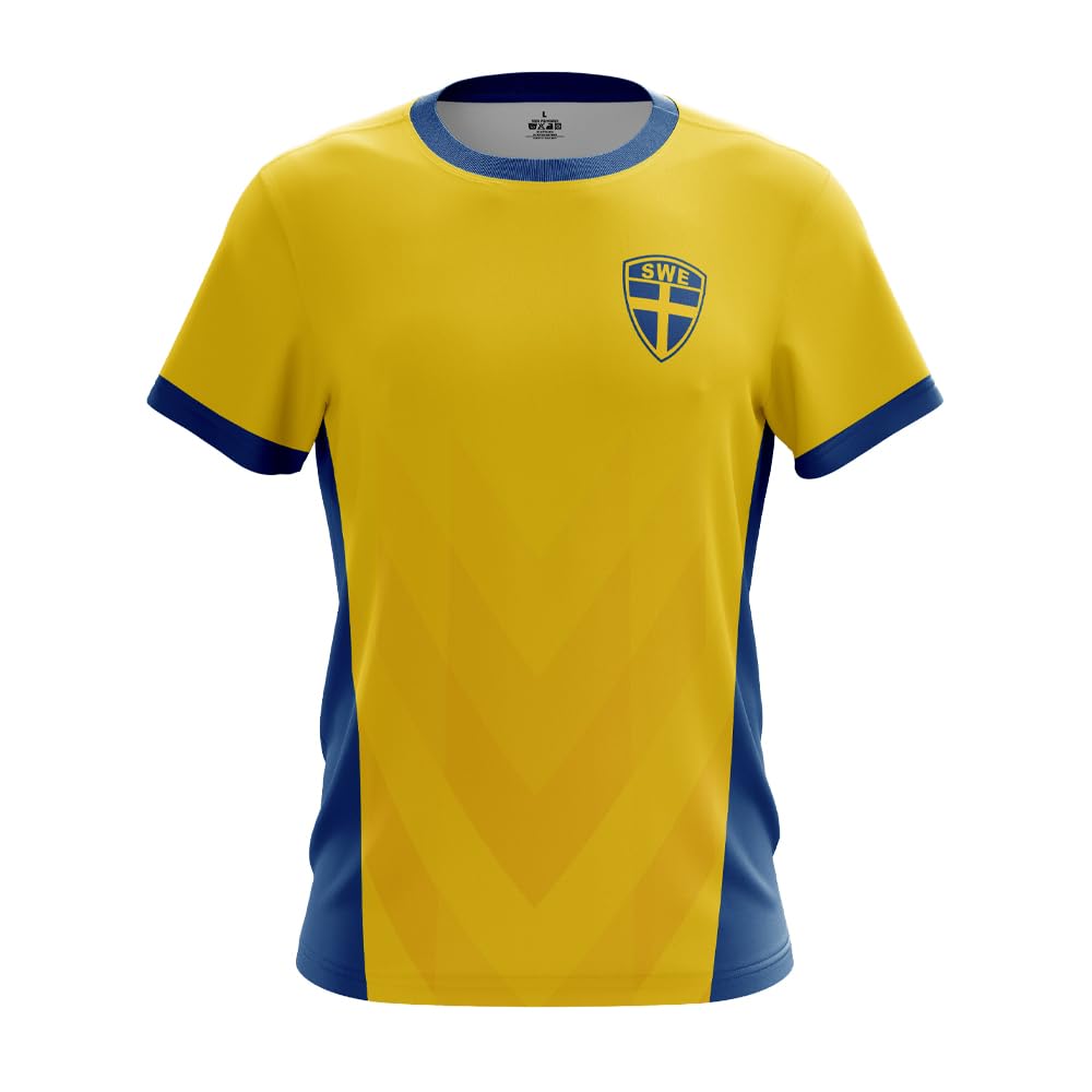 T-Shirt Suède Enfant Jaune Bleu | T-Shirt Supporter Drapeau Suédois SWE pour Enfants | Maillot Sport Équipe de Suède pour Football, Hockey, Fête Nationale et Midsommar
