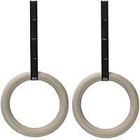 VLFit Anillos de Gimnasia de Madera-Anillos de Gimnasio Estándar Olímpico con Hebillas Ajustables Correas-Entrenamiento para Gimnasia en Casa, Levantamientos Musculares y Entrenamiento de Fuerza