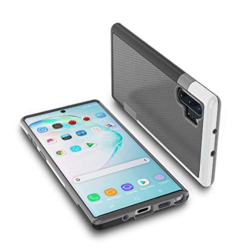 Jeylly für Galaxy Note 10+ Hülle, Shock-Absorption 3-Farben-Stoßstangenabdeckung rutschfeste, robuste, weiche TPU-Schutzhülle für Harte PC-Rüstungen für Galaxy Note 10 Plus (6,8 Zoll) - Hellgrau