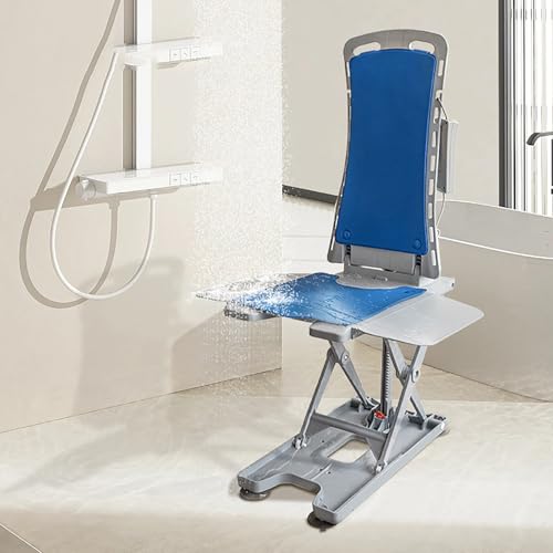 Sollevatore elettrico per anziani, pavimento leggero con staffa fissa scorrevole e ventose impermeabili, capacità 136 kg, altezza di sollevamento 0-49,5 cm