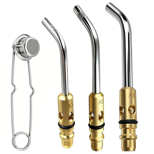 A3 A5 A8 Air Acetylene Torch Tip Kit Acetylene Torch Tips Set 3/16 1/4 5/16 Tip Size for Torch Acetylene Tip Kits Manual Lighting Quick Connect Removable Orifice Screw