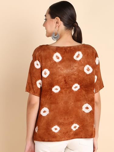 Image of Maaesa Hand Dyed Half Sleeves Rayon Top