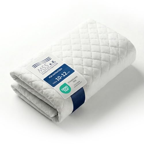 MSS e.K. Classic Matratzenbezug 90 x 200, Matratzen-Höhe 10-12cm, Matratzenhülle mit Reißverschluss und Karo-Steppmuster, Matratzenschutz aus weicher Mikrofaser, waschmaschinenfest 60°C