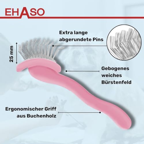 EHASO Hochwertige Hundebürste Multibrush pink, medium Ausführung | Entfernen Sie mühelos und schmerzfrei d