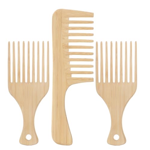 Set de 3 Peines de Madera para Cabello Rizado Afro miniatura 1