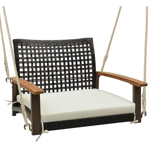 Tangkula 1-Person Rattan Swing Cover