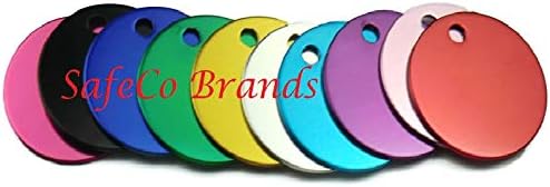 Round 1 1/8 Colored Aluminum Pet Tags Key Tags Metal Tags SafeCo Brands (Assortment 100 Pack)