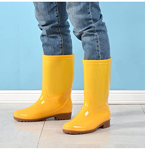 Zeho Unisex Tall Rain Boots Non-Slip Boots Waterproof Rain Shoes, 100% Waterproof Submerged Under Water, Not Just Against Rain Yellow 10 Women/10 Men #TOP6