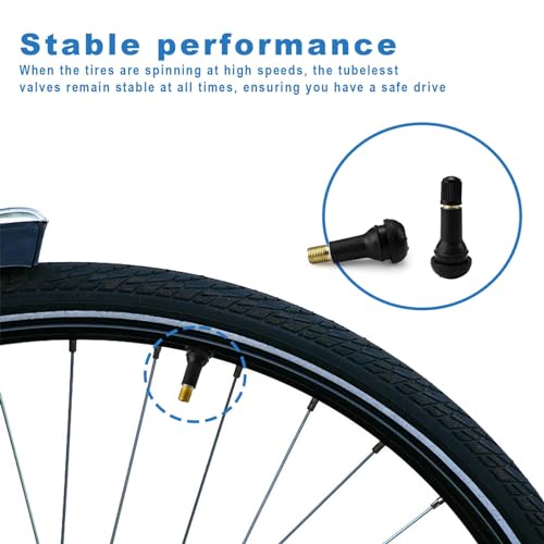 0XBIT Autoventil, 30 Stücke Reifenventil, Universelles Schlauchlos Reifenventi, Gute Abdichtung und Haltbarkeit, Ventil Autoreifen für Motorräder, Autos, Fahrräder (Schwarz)