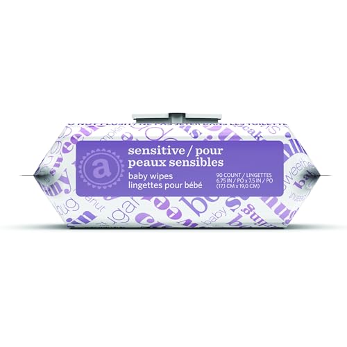 Image of Amazon Elements Baby Wipes, Sensitive, Unscented, Cleans Gently, 270 Count, Flip-Top Packs, Pack of 6