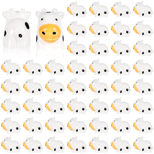 VICROIC 48 PCS Mini Resin Cows, Miniature Tiny Cow Animals Figurines for Craft, Cake Decorations, Moss Garden Outdoor Landscape Ornaments