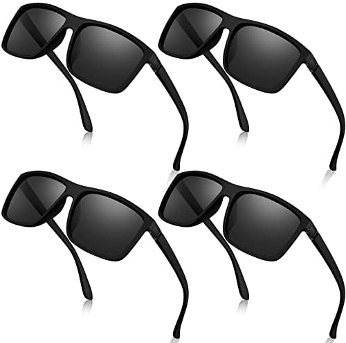 WFEANG Polarized Sunglasses for Men Driving Mens Sunglasses Rectangular Vintage Sun Glasses For Men/Women (4Pack Grey Black)
