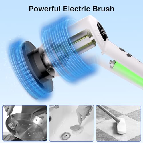 Brosse à récurer électrique avec bras d'extension réglable et 3 vitesses - 5