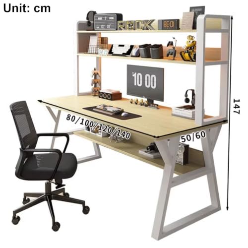 Petit bureau ordinateur 100x50 cm avec étagères intégrées pour chambre moderne - 2